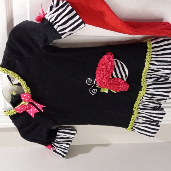 Carters Red Knit Dress and Black Dress Size 2 - Picture 2 of 6